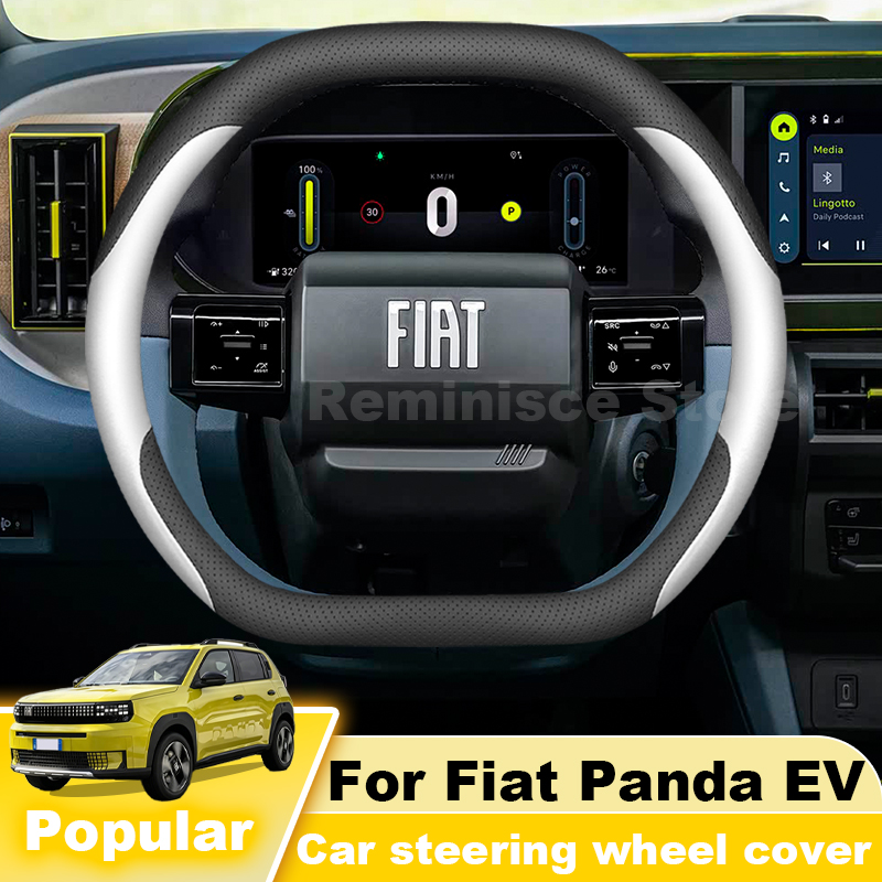 Car Steering Wheel Cover Anti Slip Breathable - Leder-Lenkradbezug für Fiat Panda EV 2024-2027