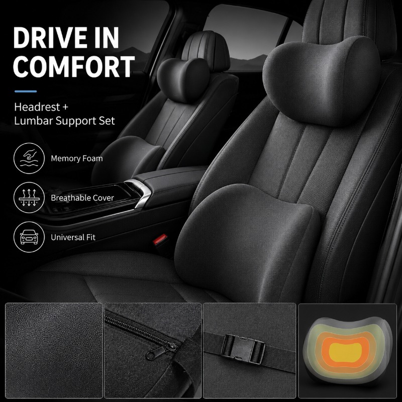 Auto-Kopfstützen-Nackenkissen  – Memory Foam Car Neck Pillow Lumbar Support Bewertung und Preis