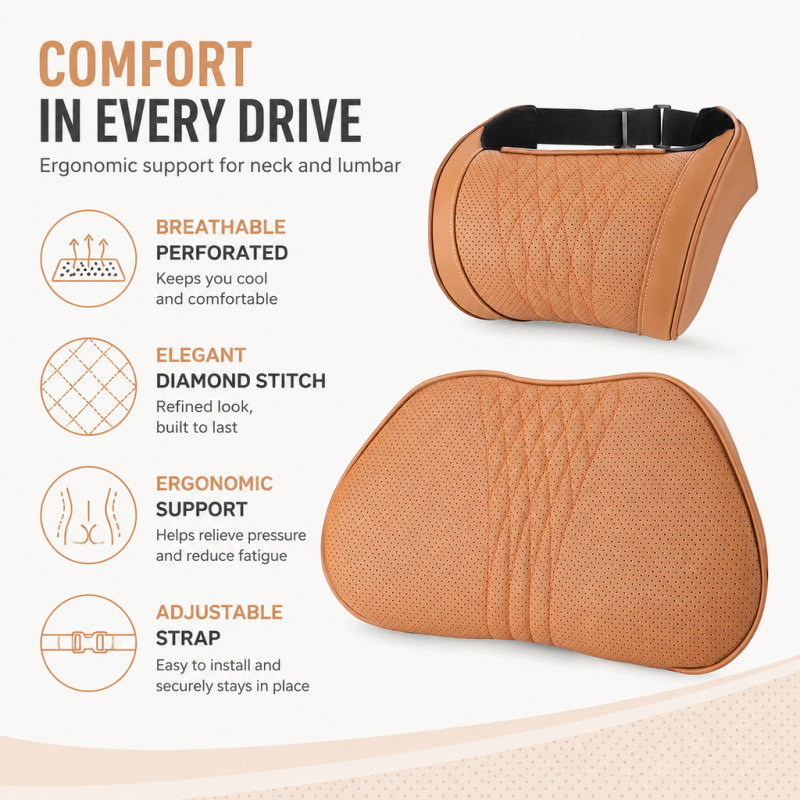 Auto-Kopfstützen-Nackenkissen  – Memory Foam Car Neck Pillow Lumbar Support Bewertung und Preis
