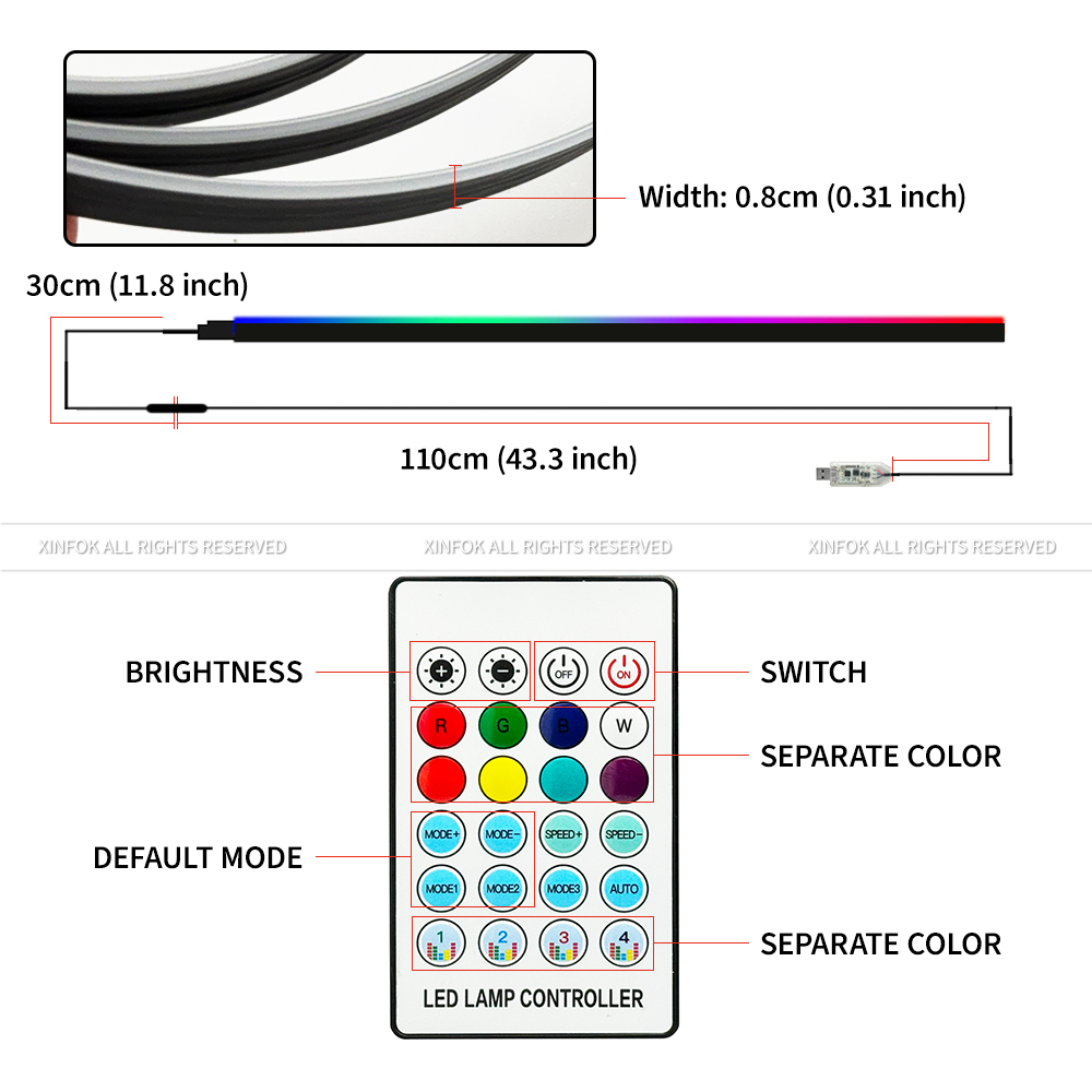 110 cm APP Fernbedienung Led A – Led Ambient Interior Car Lights App Control Bewertung und Preis